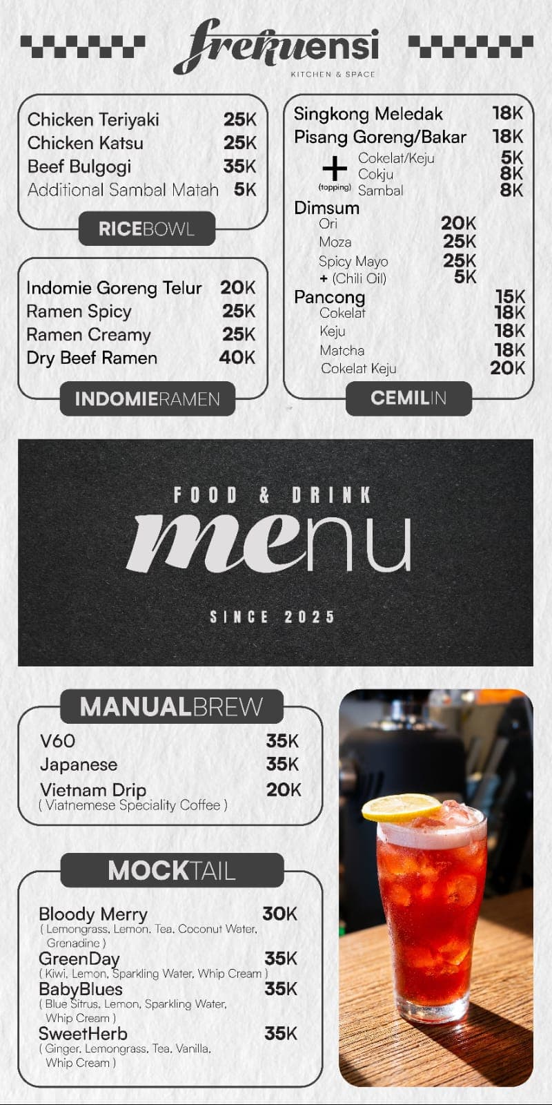Frekuensi Space a la carte menu page 1